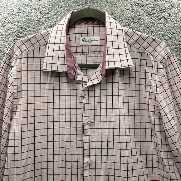 Robert Graham Men's Size 41 / 16 Medium Red White Shirt Work Business - Picture 2 of 15